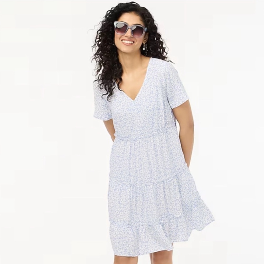 J. Crew Factory V-Neck Tiered Ruffle Mini Dress NWT